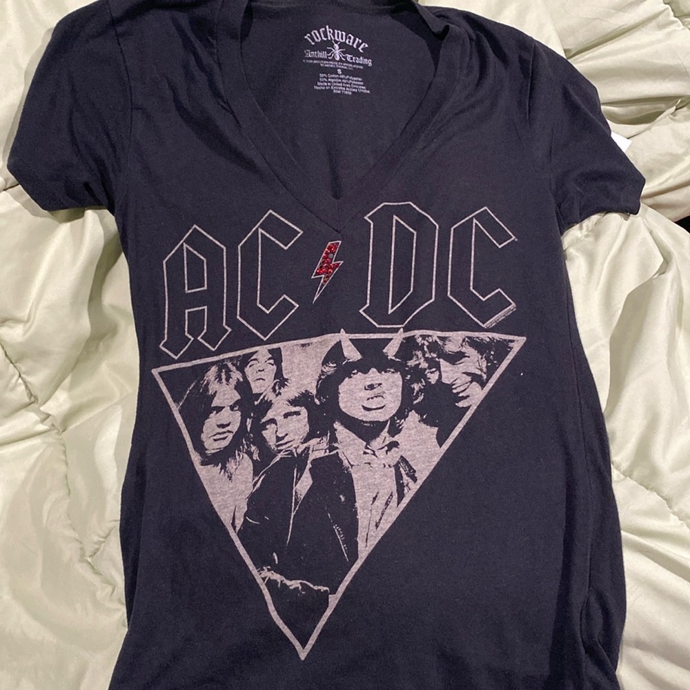 ACDC Rockware Ant Hill Trading  black Soft Cotton V-neck T-Shirt S